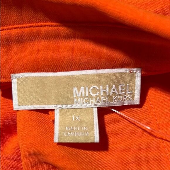 Michael Kors Bright Orange Button-Up Shirt - Picture 6 of 7